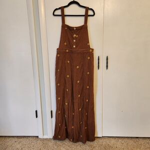 RELIST Cider Brown Maxi Dress with Floral Embroidery